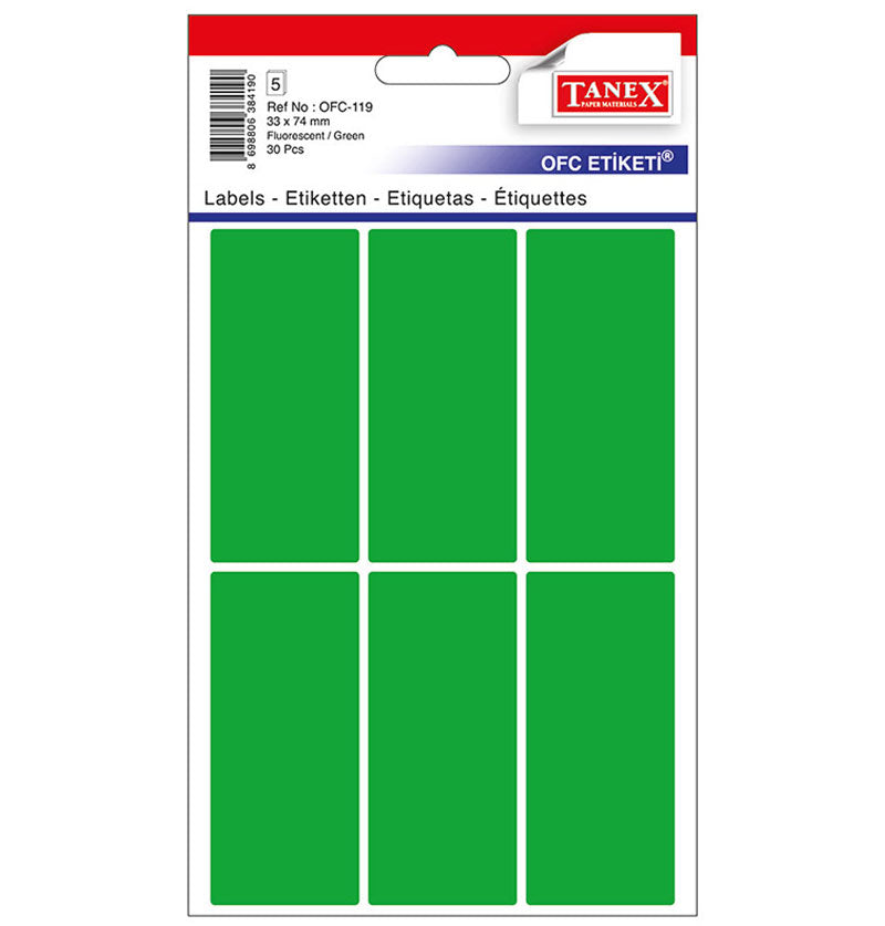 ETICHETE 33*74MM COLTURI ROTUNDE VERZI 30/SET TANEX ETICHETE 33*74MM COLTURI ROTUNDE VERZI 30/SET TANEX